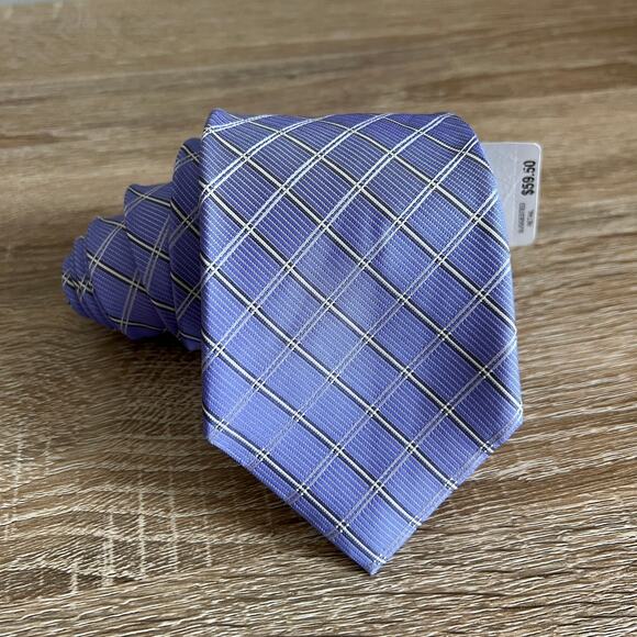 DKNY Lavender Purple Silk Tie Grid Design NWT - Picture 1 of 3